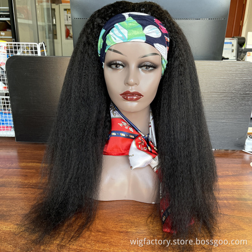 Kinky Straight Wig Headband Human Hair,Long Scarf Wig Glueless Brazilian Remy Hair,Curly Wigs Human Hair Lace Front